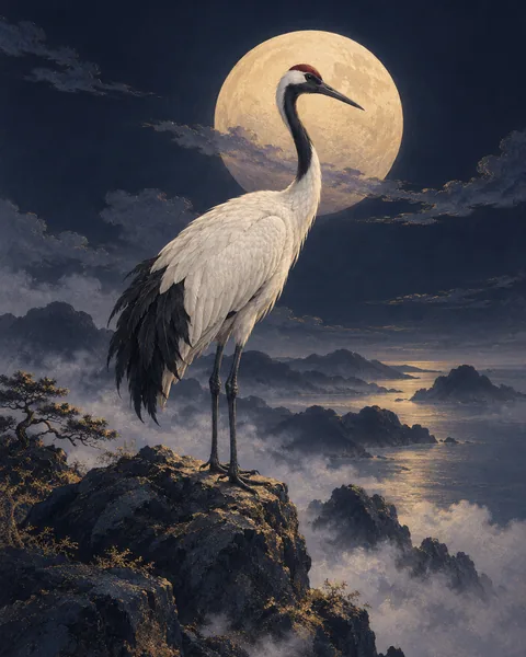 Crane Eastern Wisdom Card illustration