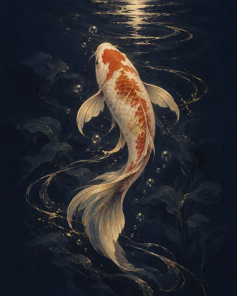 Koi Eastern Wisdom Card illustration