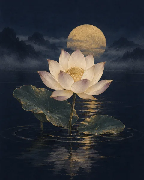 Lotus Eastern Wisdom Card illustration