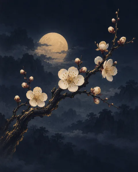 Plum Blossom Eastern Wisdom Card illustration