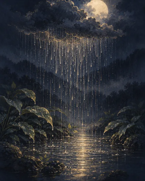 Rain Eastern Wisdom Card illustration