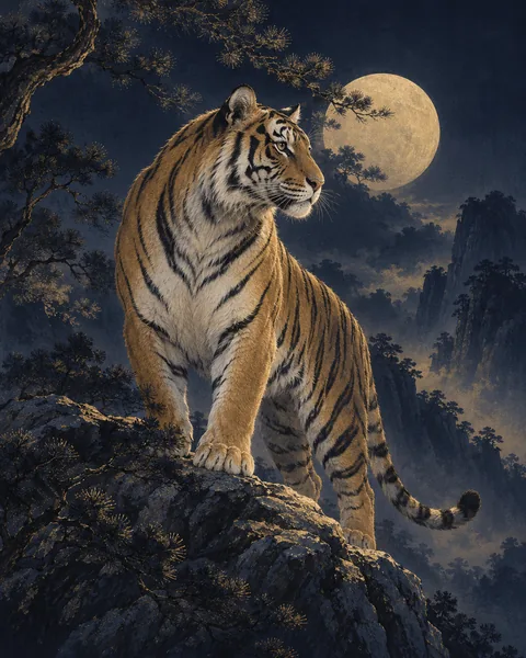 Tiger Eastern Wisdom Card illustration