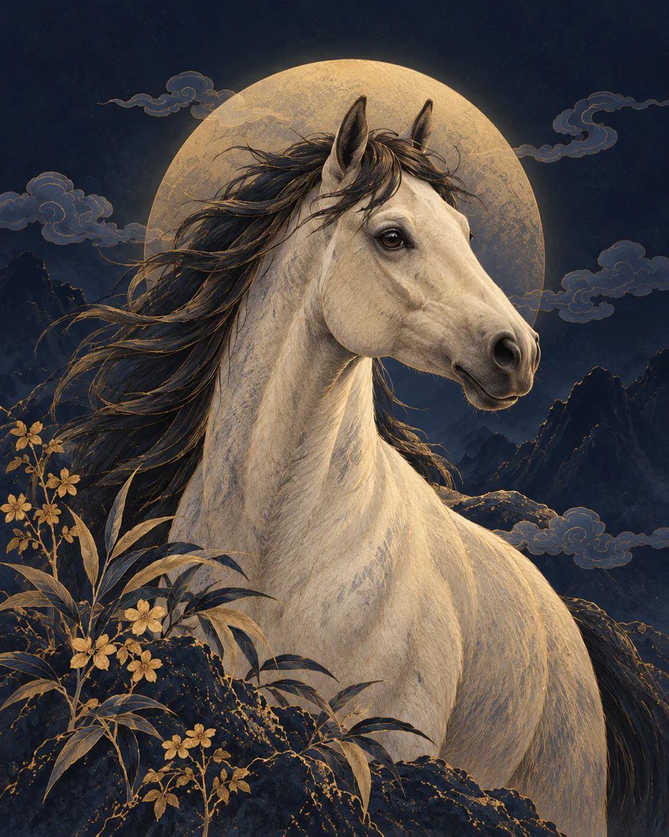 Horse Chinese zodiac illustration