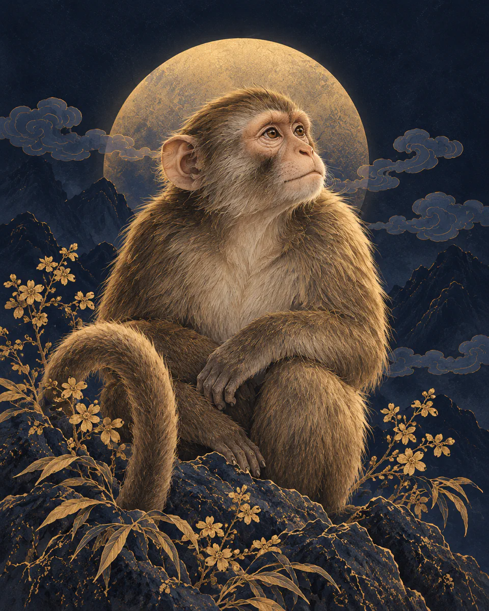 Monkey Chinese zodiac illustration
