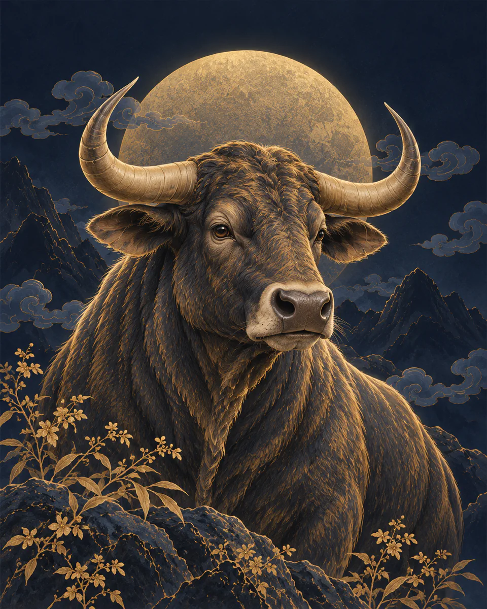 Ox Chinese zodiac illustration