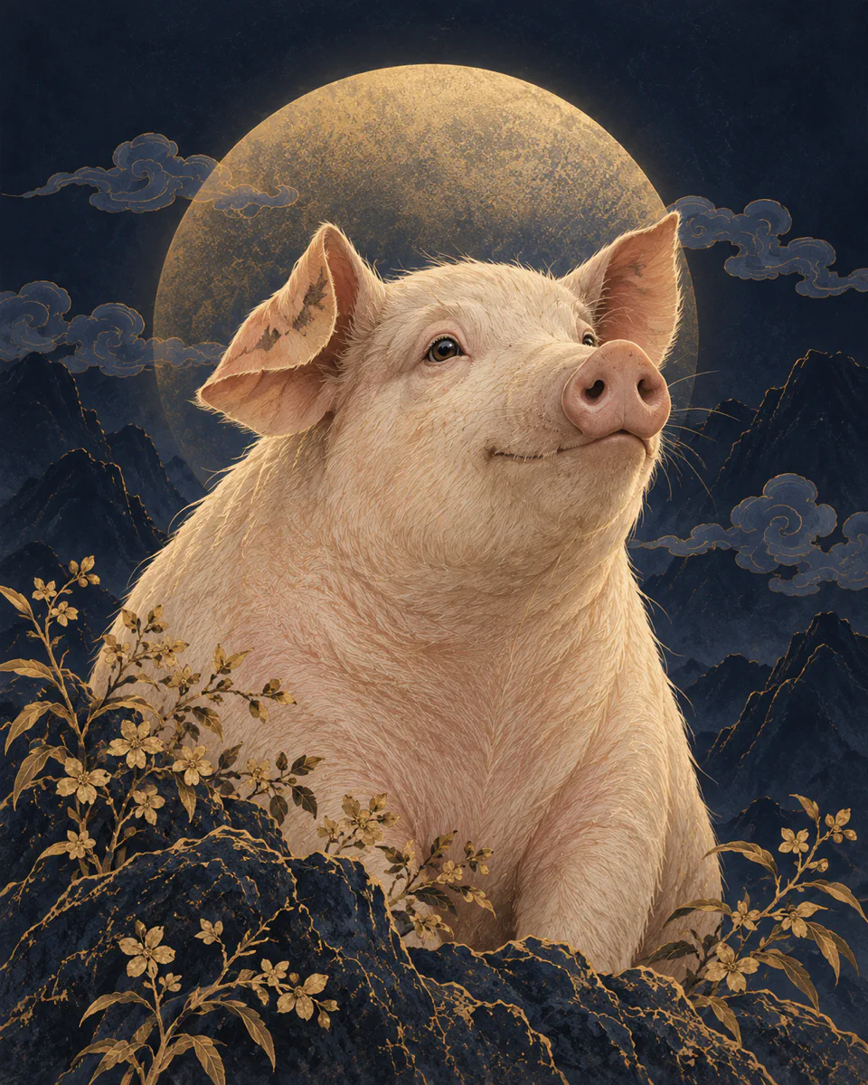 Pig Chinese zodiac illustration
